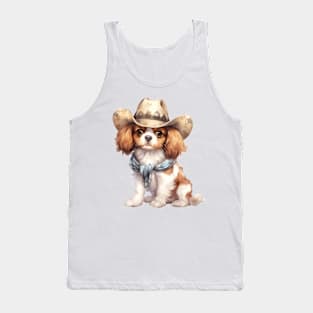 Cowboy Cavalier King Charles Spaniel Dog Tank Top